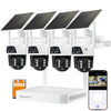 VeryFocal 4-Cam Solar-Powered Wireless Security System, Dual Lens 360° AI PTZ, 10CH 4K NVR WiFi 6 Mesh, IP66 Weatherproof, 500GB Local Storage, No Subscription Fee for Home Outdoor